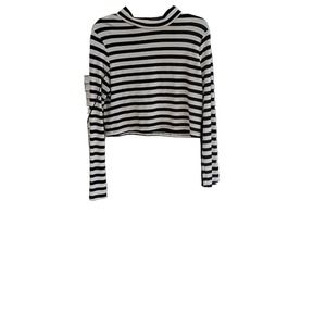 Forever 21 Striped Crop Long Sleeve Tee with Black high waist pants